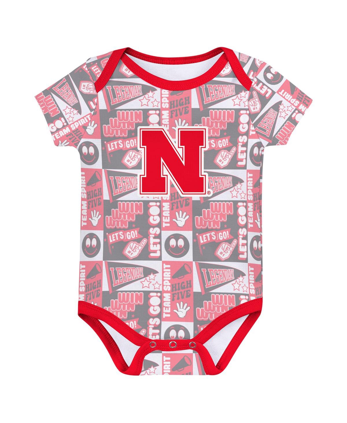 Outerstuff Newborn Scarlet Nebraska Huskers Sunday Comics Bodysuit 3-pack In Scarlet