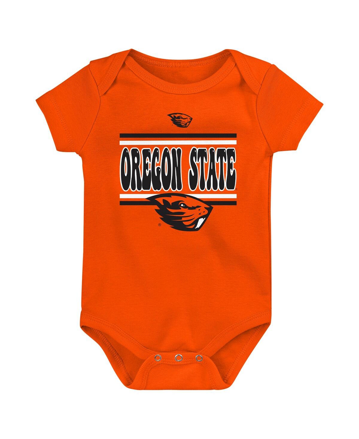 Outerstuff Newborn Black Oregon State Beavers Sunday Comics Bodysuit 3-pack In Black