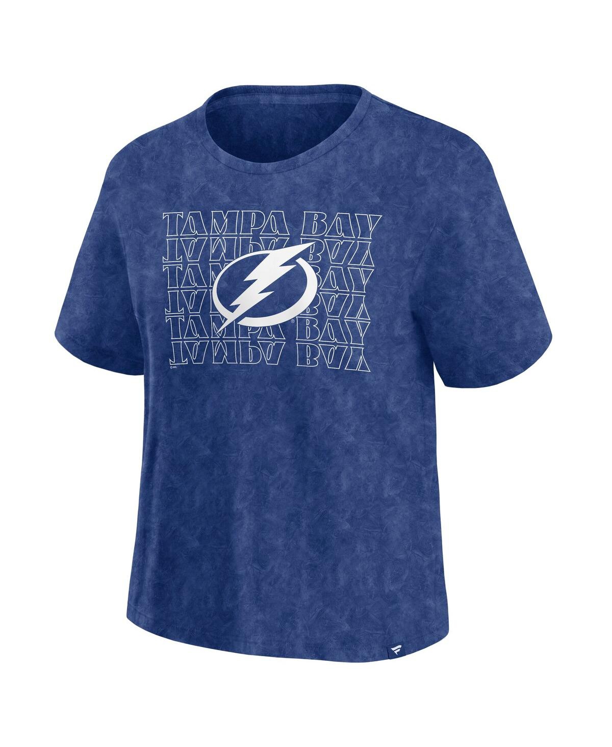 Fanatics Women's Blue Tampa Bay Lightning Faded Wash T-shirt In Blue