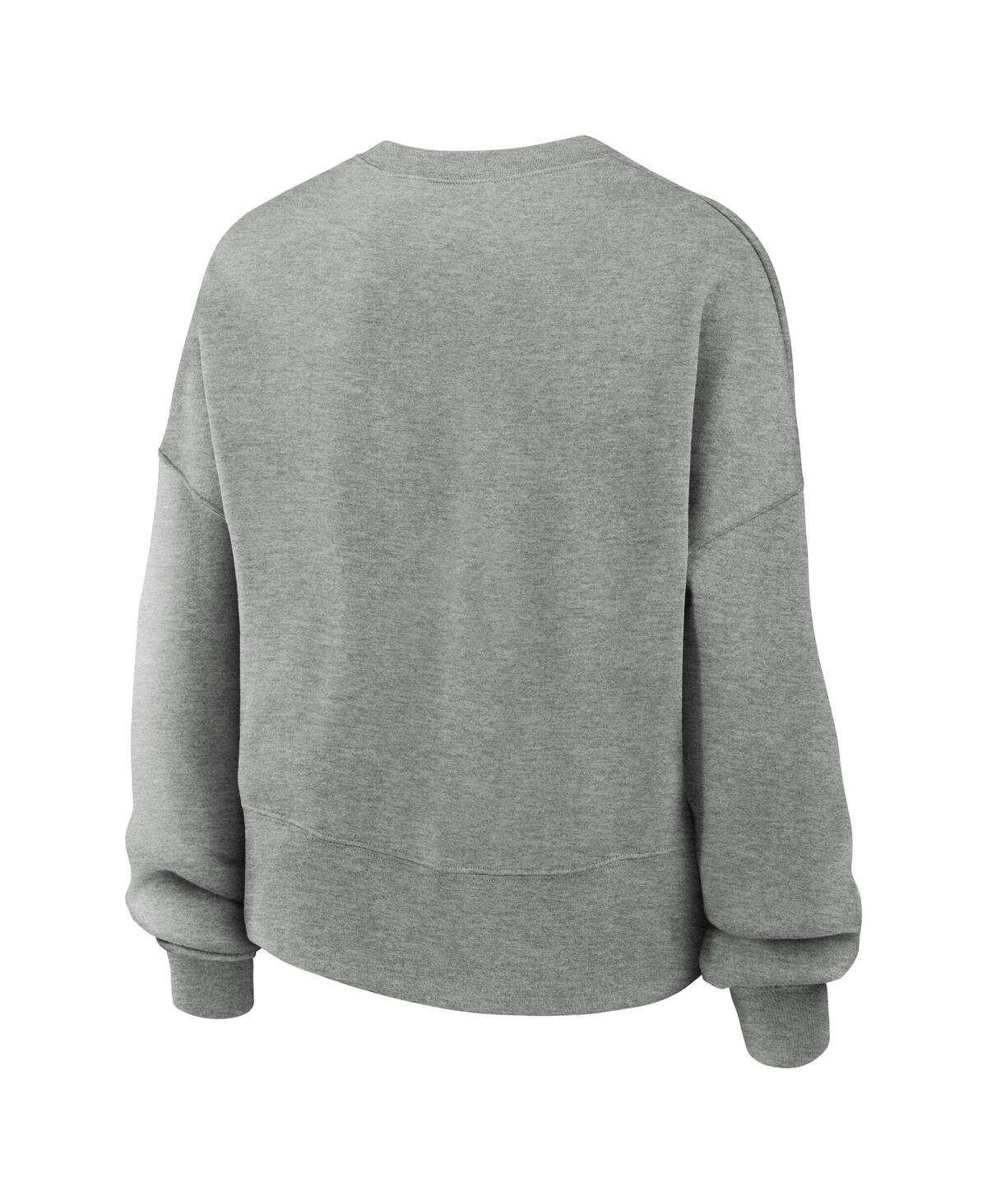 Shop Jordan Women's Heather Gray Michigan Wolverines Essential Fleece Oversized Logo Pullover Sweatshirt