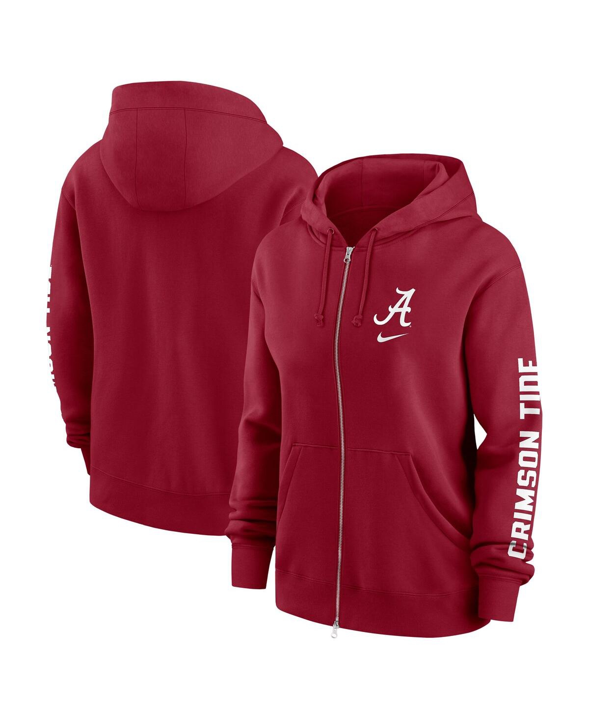 Nike Women's Crimson Alabama Crimson Tide Oversize Lockup Phoenix Full-zip Hoodie Jacket In Crimson