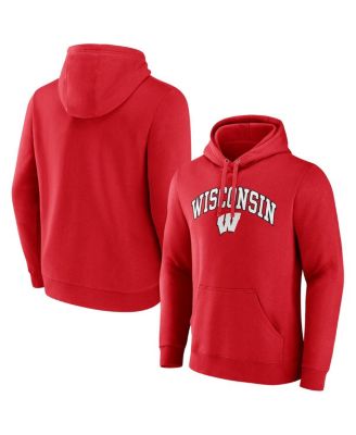 Fanatics - Men's  Red Wisconsin Badgers Arched Logo Pullover Hoodie