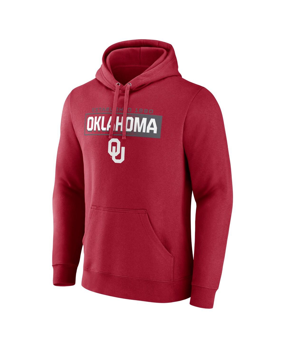 Fanatics Men's Crimson Oklahoma Sooners Iconic Fleece Down The Field Pullover Hoodie In Crimson