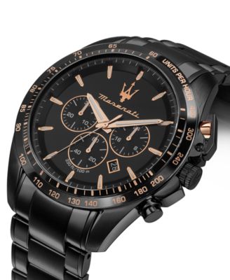 Men's Chronograph Black Metal Band Watch, 45mm