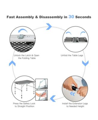 Folding Grill Table for Camping Lightweight Aluminum Metal Grill Stand Table