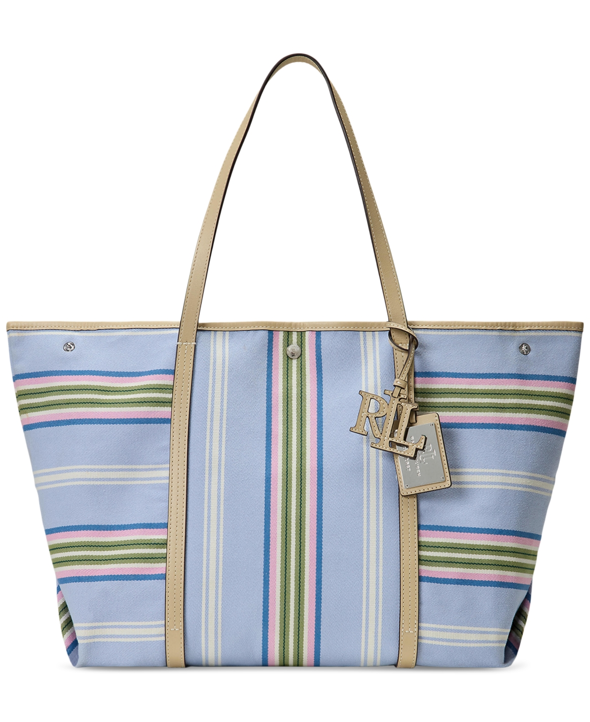 Striped Twill Extra-Large Emerie Tote - Carolina Stripe/sand Dune