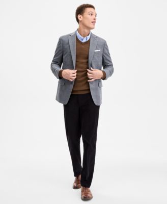 Men's Modern-Fit Gray & Brown Plaid Sport Coat