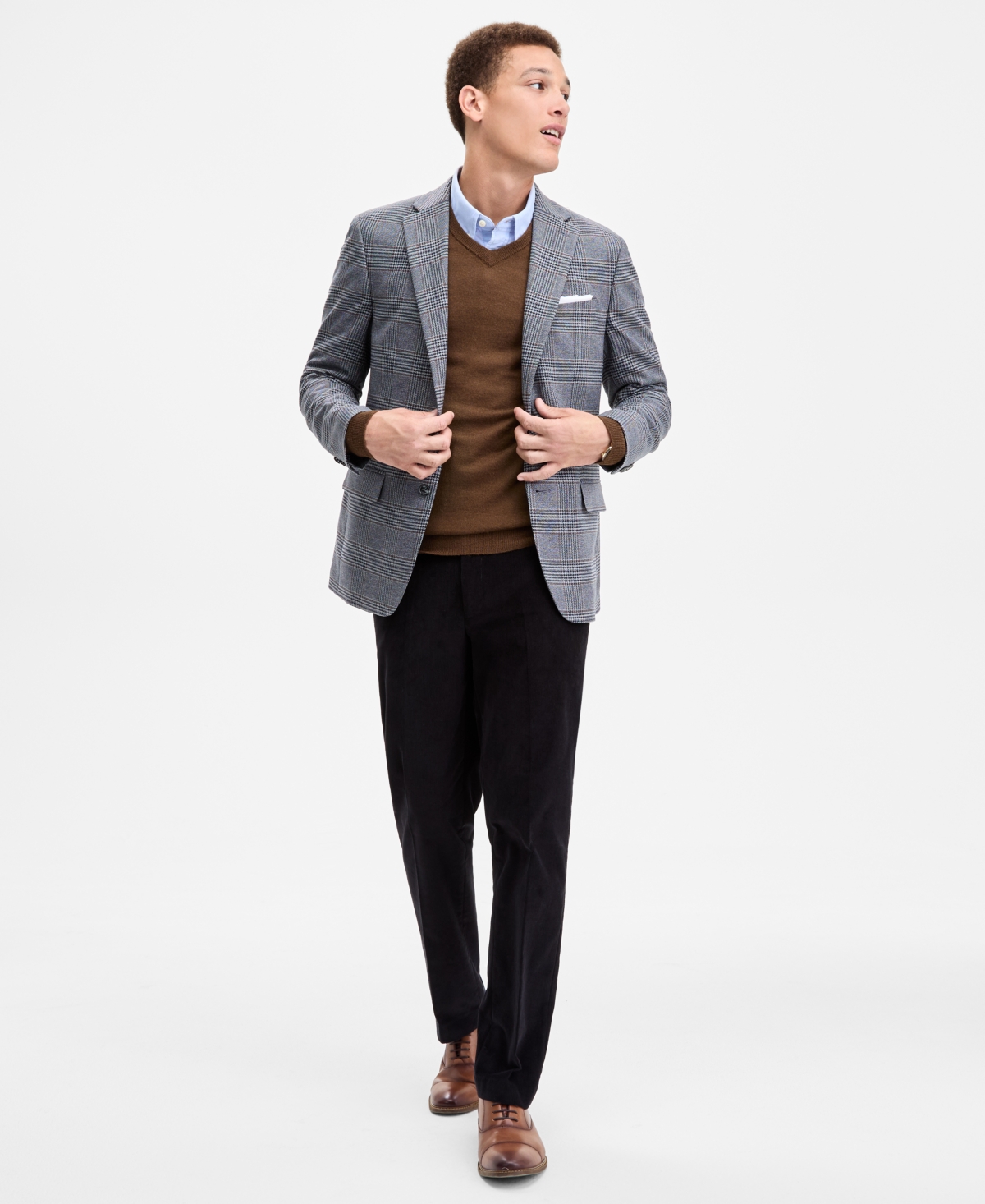 Tommy Hilfiger Men's Modern-fit Gray & Brown Plaid Sport Coat In Gray