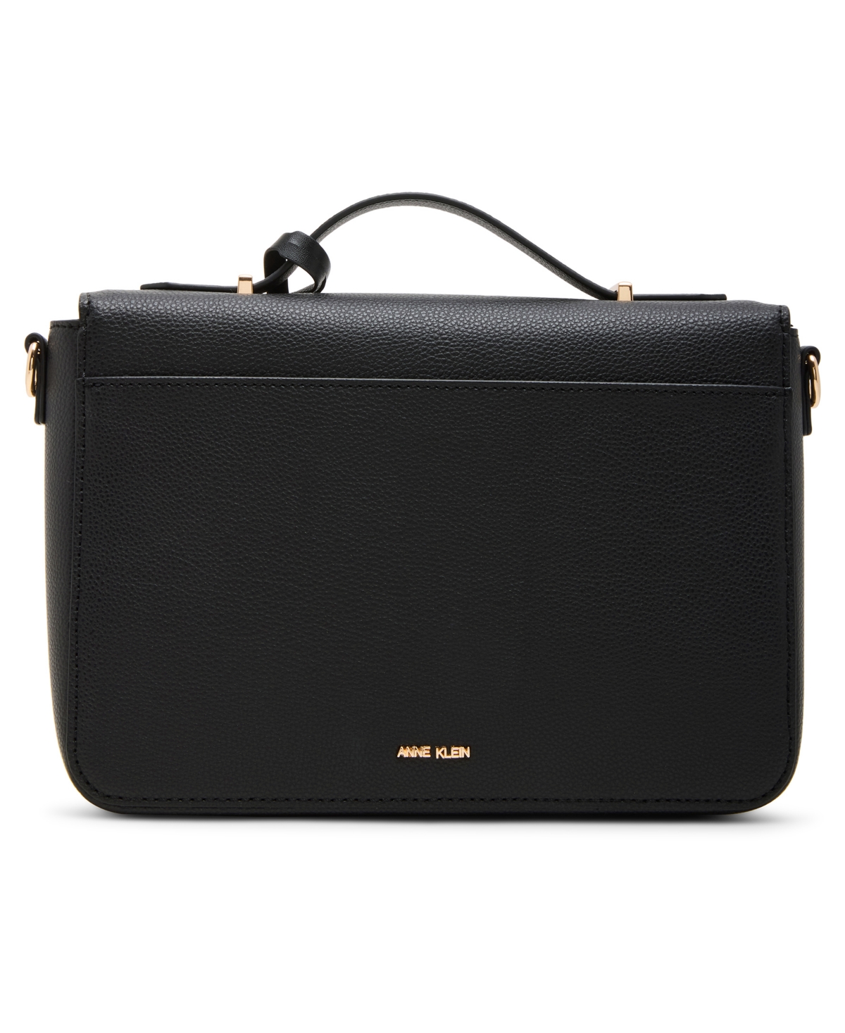 Shop Anne Klein Belted Flap Small Satchel Bag In Black