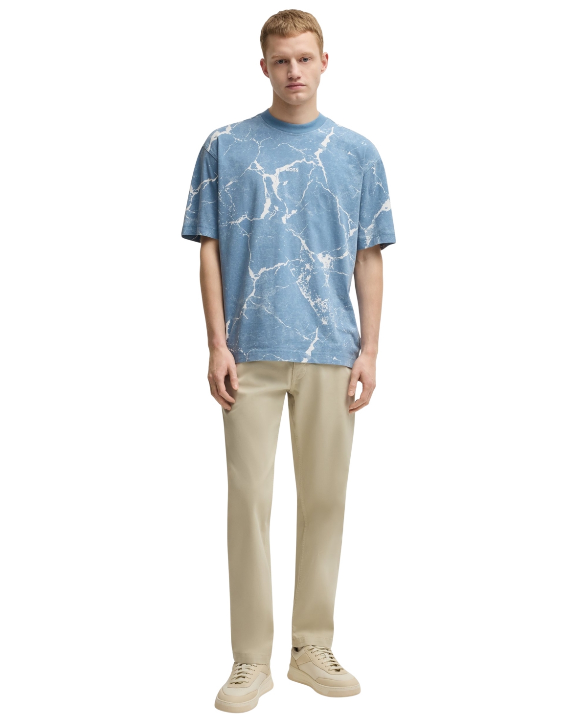 Shop Hugo Boss Boss By  Men's Cotton-jersey Relaxed-fit T-shirt In Open Blue