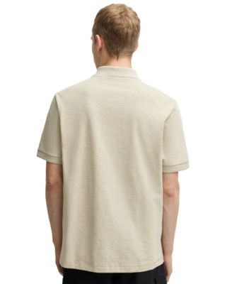 Men's Logo Badge Slub Cotton-Linen Polo Shirt