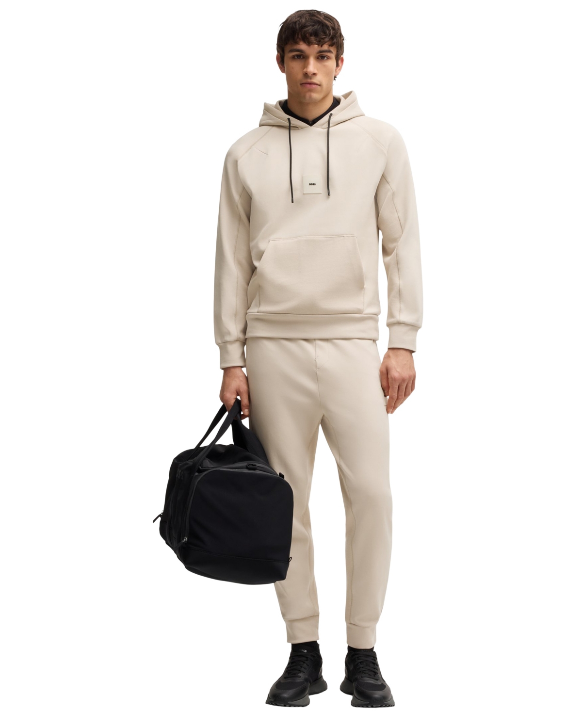 Hugo Boss Hadiko Cuffed Sweatpants In Open Beige