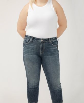 Plus Size Suki Mid Rise Curvy Fit Straight Crop Jeans