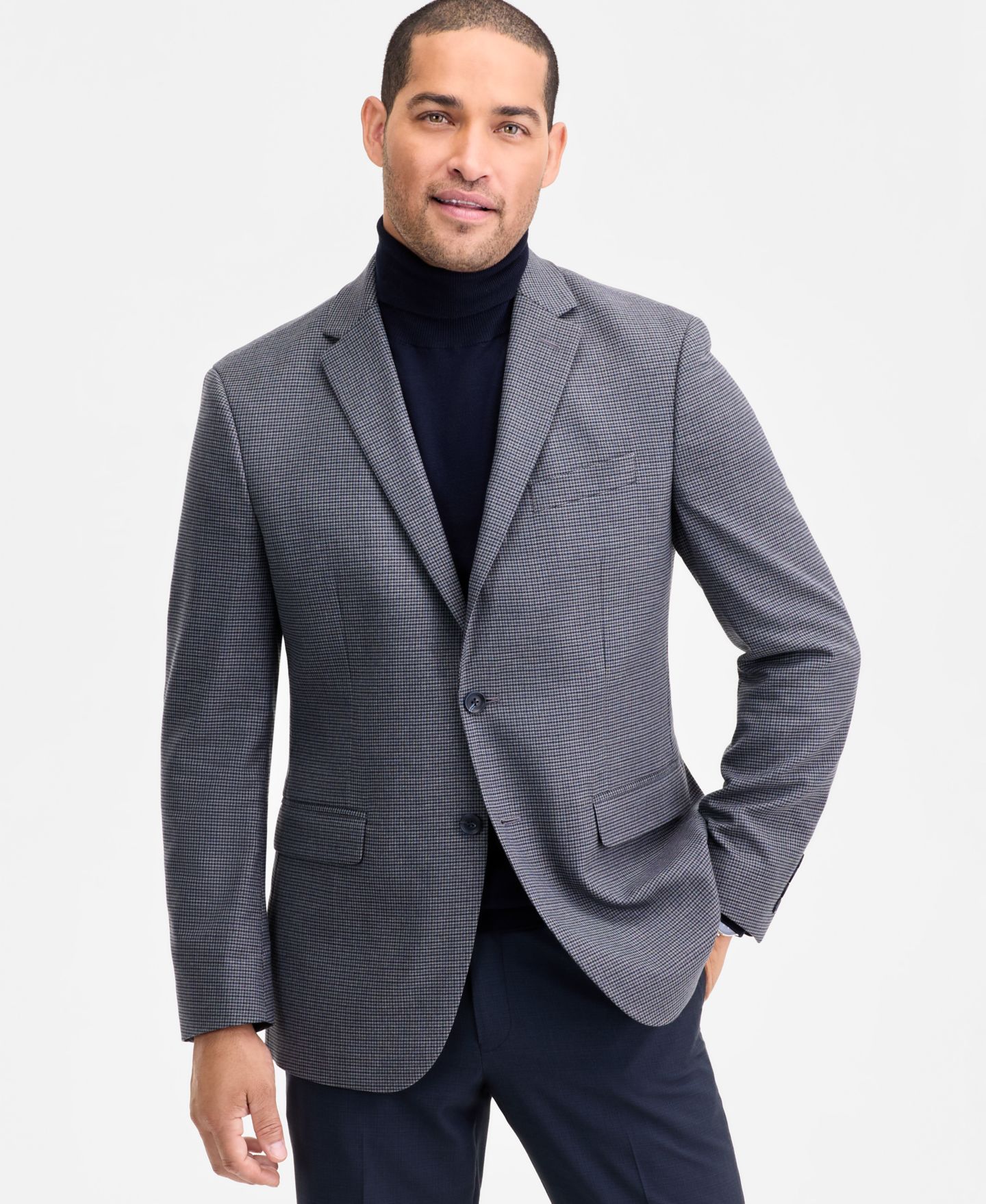 Мужской пиджак Kenneth Cole Reaction Slim-Fit Techni-Cole Plaid Sport Coat, цвет: Коричневый синий клетчатый — фото 4