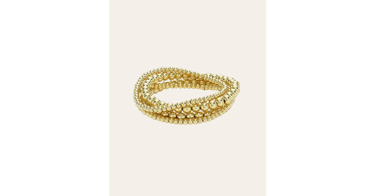 3mm & 5mm Bead Bracelet Stack - Yellow gold vermeil