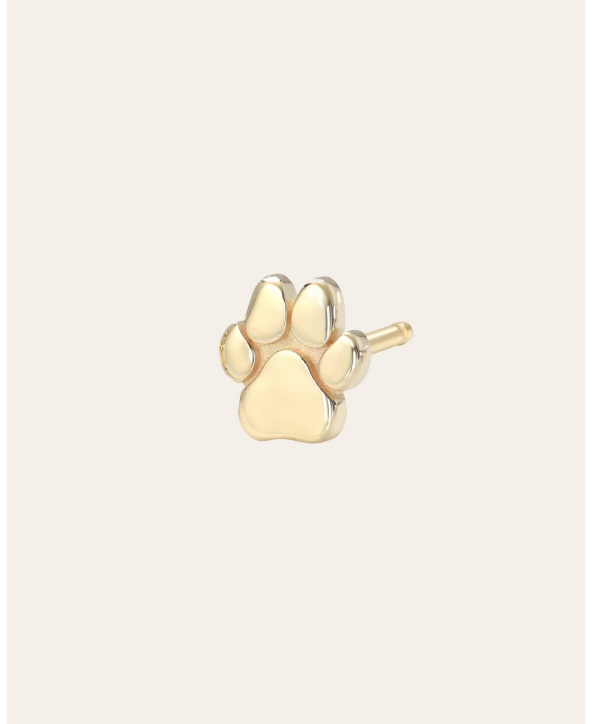 14k Gold Tiny Paw Stud Earring (single) - Yellow gold