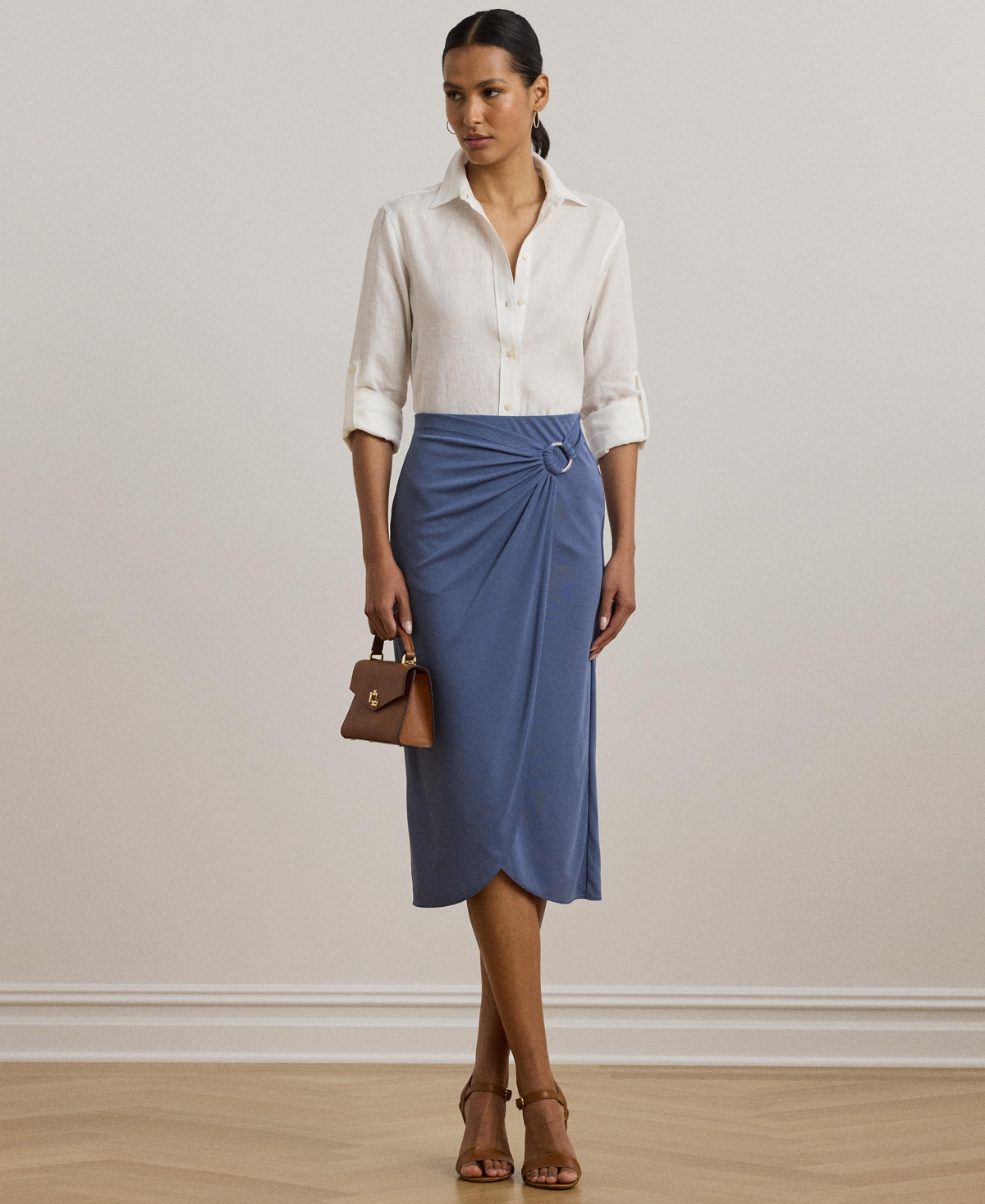 Women's Ring-Trim Stretch Jersey Pencil Skirt - Capri Blue
