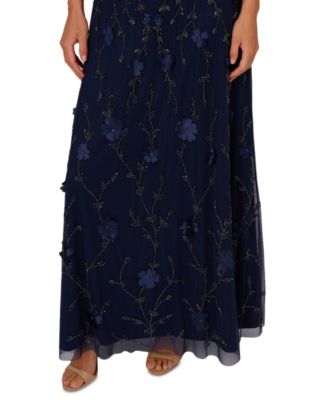 Women's V-Neck Beaded Sleeveless Gown