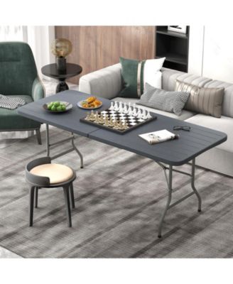 6 ft Portable Folding Table 350 LBS Fold-in-Half Table with HDPE Tabletop