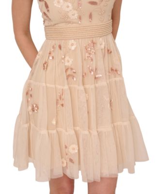 Adrianna Papell Women's V-Neck Beaded Mesh Dress