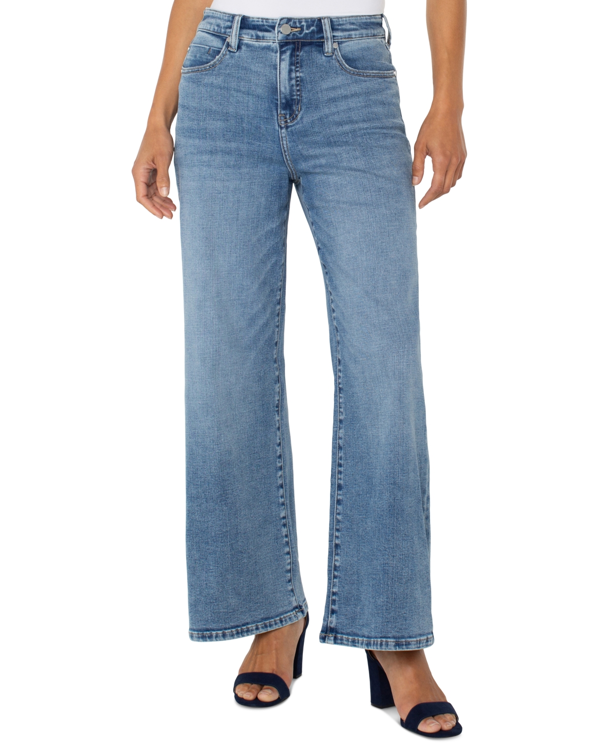 Liverpool Los Angeles Petite Stride High-rise Wide-leg Jeans In Carbon Canyon