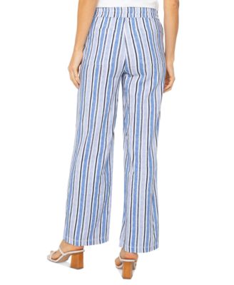 Petite Striped Drawstring-Waist Pants
