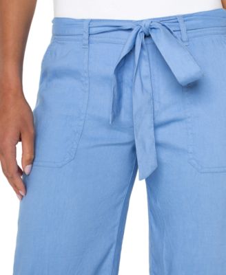 Petite Wide-Leg Cropped Tie-Waist Pants