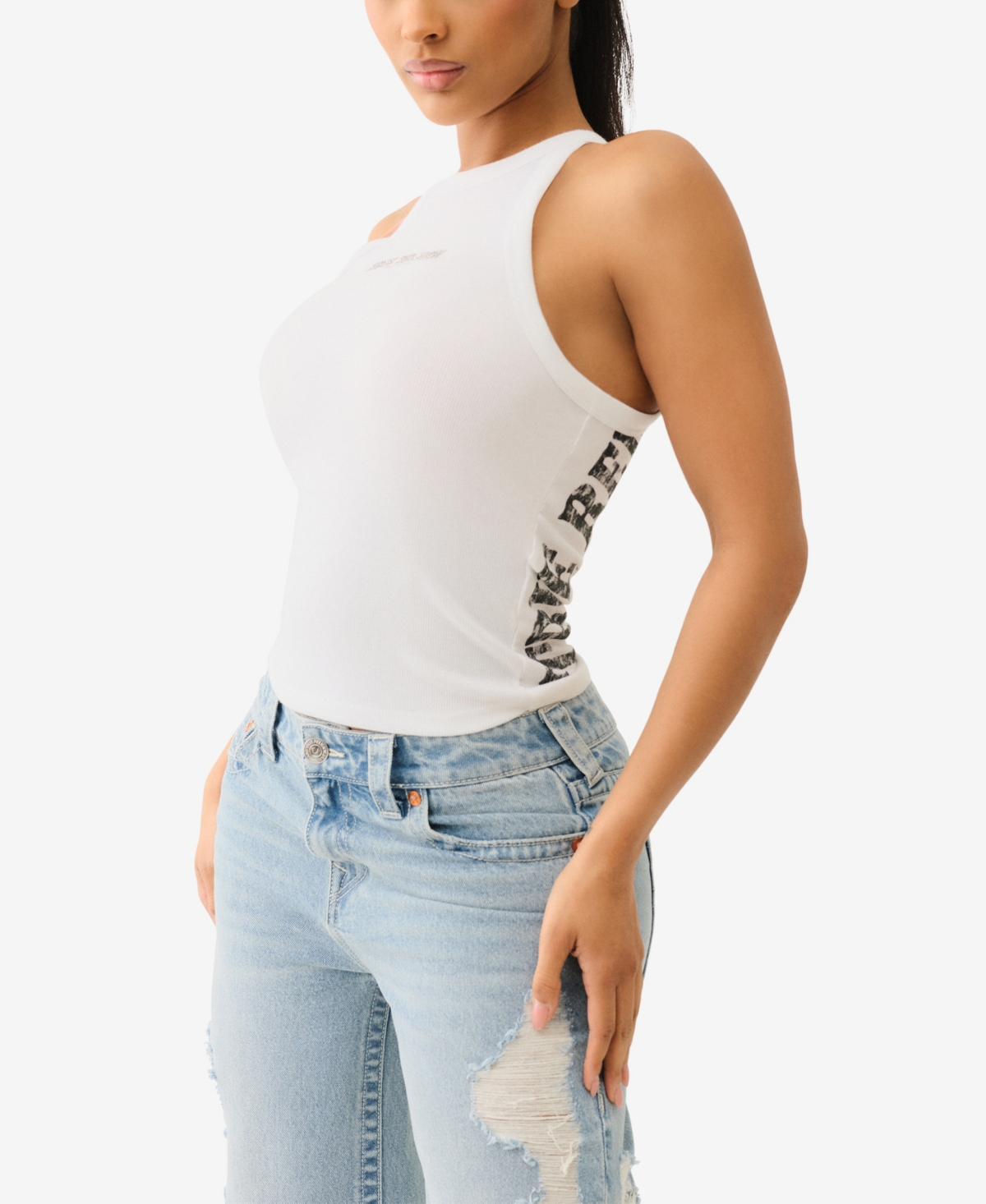True Religion Sleeveless Vest In Optic White