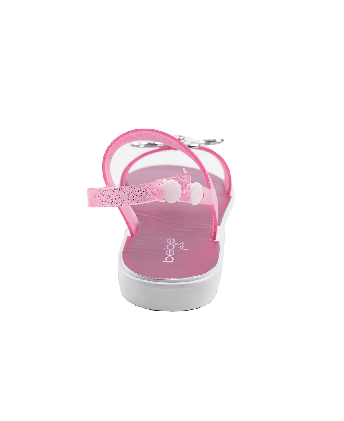 Bebe Little Girls Sparkly Summer With Rhinestone And Bow Sandals In Fuchsia