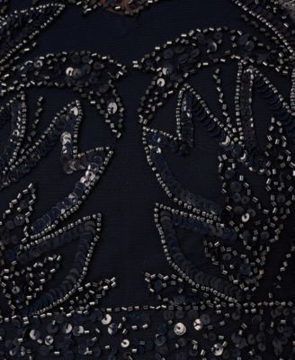 Petite Beaded Sleeveless Long Sheath Gown