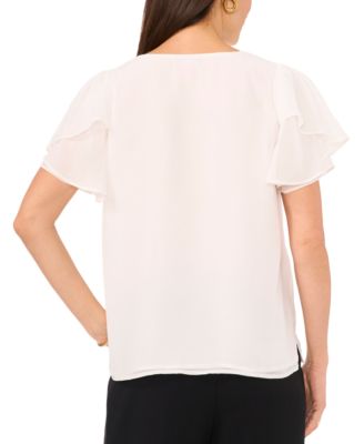 Women's V-neck Tulip Sleeve Blouse