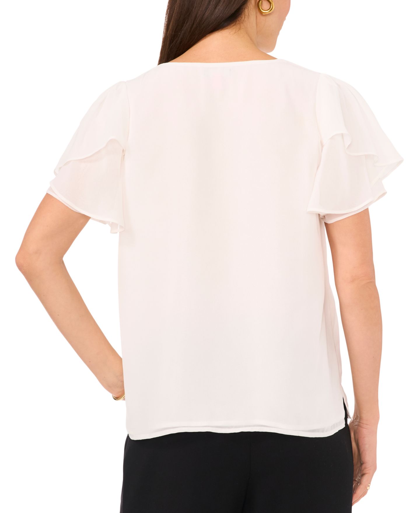 Женская блузка Vince Camuto V-Neck Tulip Sleeve Blouse, цвет: Слоновая кость — фото 3