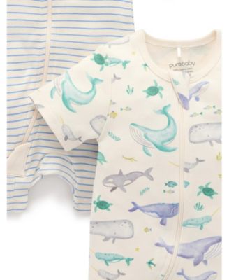 Baby Boys Short Sleeve 2 Pack Zip Coverall