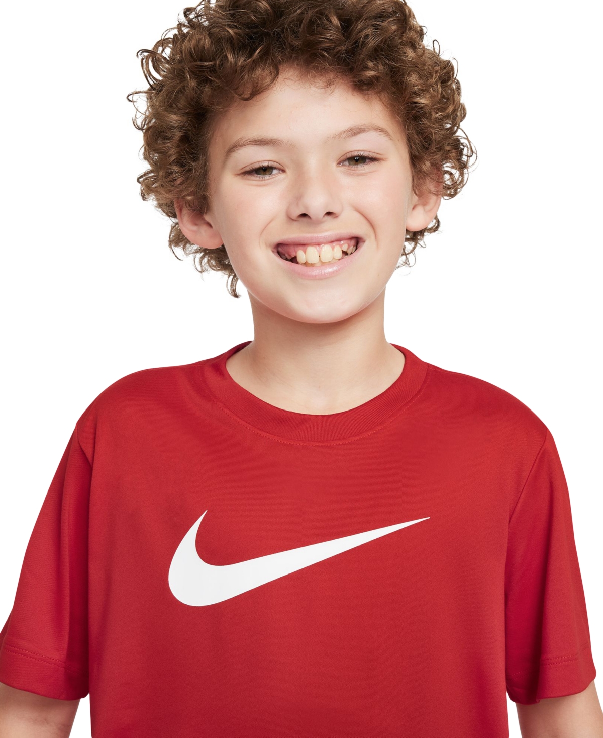 Nike Big Kids' Legend Swoosh-logo Crewneck Dri-fit T-shirt