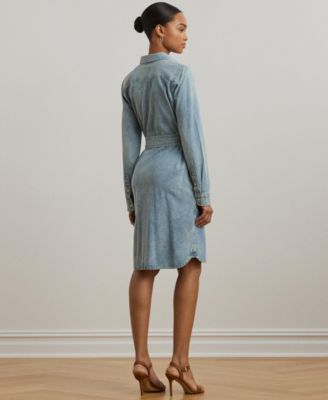 Lauren Ralph Lauren Women's Belted Denim Shirtdress - Macy's