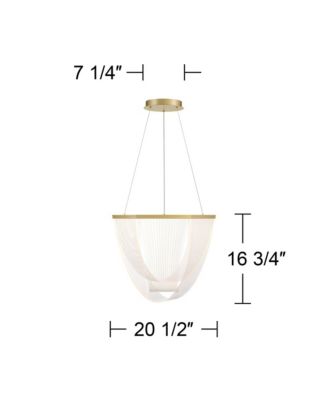 Muir 20 1/2" Modern Pendant Ceiling Light Fixture Dining Room Over Table Hanging LED Clear Sanded Gold Finish