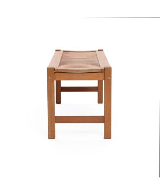 Natural Solid Wood 47.2-Inch Long Rectangle Sloping Seat Outdoor Bench