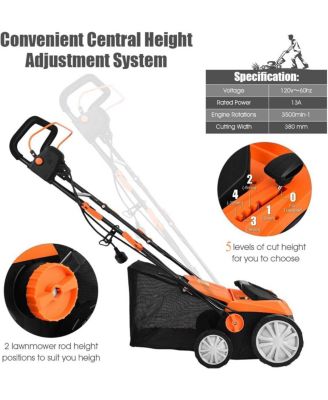 15 Inch 13 Amp Electric Scarifier with Collection Bag and Removable Blades