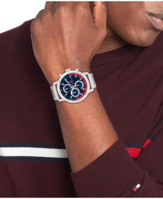 Men's Multifunction Silver-Tone Stainless Steel Bracelet Watch, 46mm