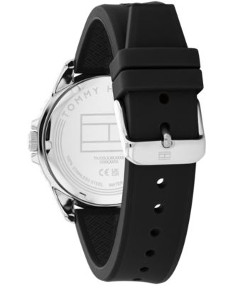 Men's Quartz Black Silicone Strap Watch, 42mm