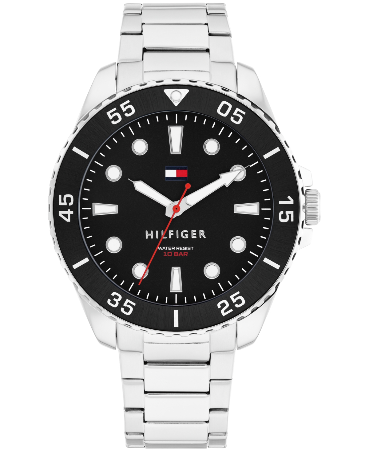 Tommy Hilfiger Men's Quartz Silver-tone Stainless Steel Bracelet Watch, 42mm In Silver