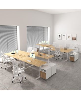 E7-COMMERCIAL 72  W Electric Adjustable Standing Desk, Bamboo Top, White Base