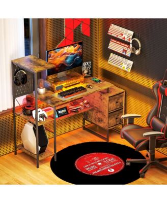 56" Computer Desk with LED Lights, Home Office Desk,