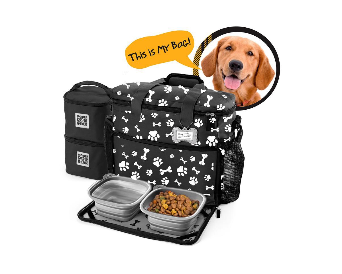 Week Away Bag (Med/Lg Dogs) - Black w/ white paw print