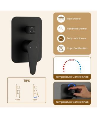All-In-One Thermostatic Shower System with LED Light and Body Jets