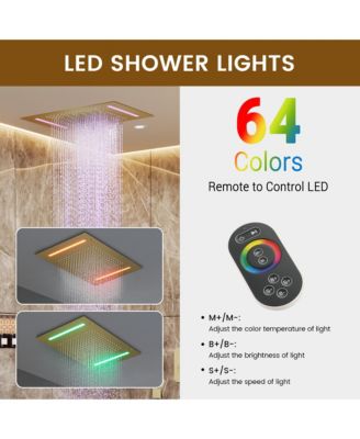 All-In-One Thermostatic Shower System with LED Light and Body Jets