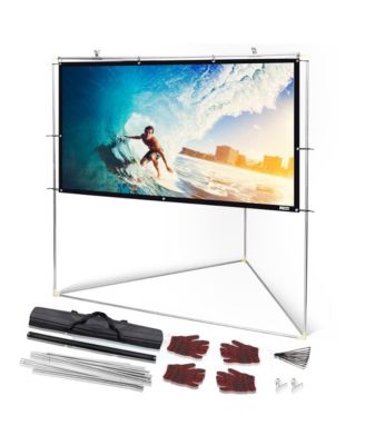 Outdoor Projector Screen – 72" Portable Viewing Display with Frame Stand, HD 16:9 Display