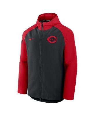 Men's Black/Red Cincinnati Reds Authentic Collection Raglan Performance Full-Zip Jacket
