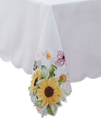 Sunflower and Daisies Cutwork Tablecloth, 52" x 70"