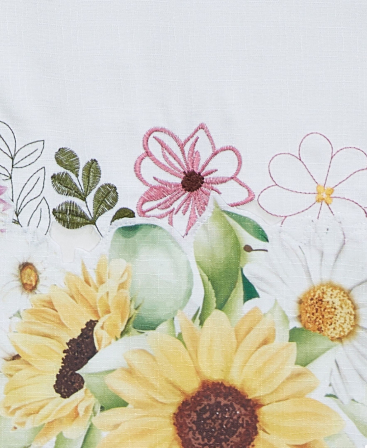 ELRENE SUNFLOWER AND DAISIES CUTWORK TABLECLOTH, 60" X 84" 